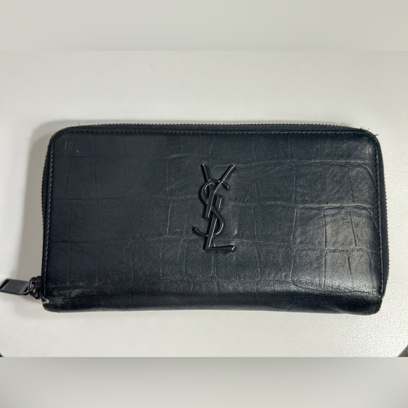 Yves Saint Laurent Embossed Leather Zip Around Wallet - Picture 4 of 10